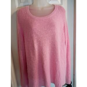 H&M Pullover Sweater 30% Angora Pink Round Neck Sz XL